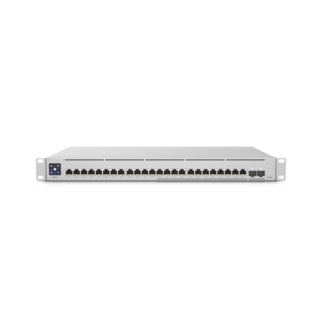 UniFi Switch Empresarial Capa 3 de 24 puertos PoE 802.3af/at (12 puertos 2.5G y 12 puertos 1G) + 2 puertos 1/10G SFP+, 400W, pan
