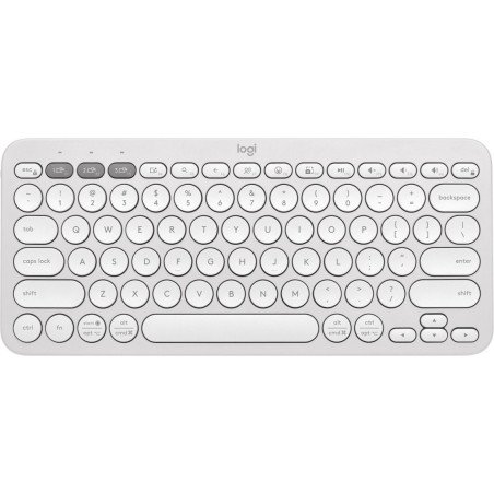 Teclado Logitech Pebble Keys 2 K380s, Mini, RF Wireless + Bluetooth, Switch de tecla de tijera, QWERTY, Blanco