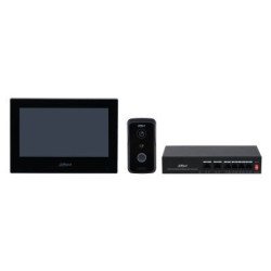 Kit de Videoportero IP, Monitor de 7 Pulgadas. Frente de Calle y Switch PoE, 6&1 E&S de Alarma, Frente de Calle IP65, IR, Apertu