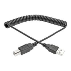 Cable Espiral USB 2.0 Tripp-Lite U022-006-COIL - USB A, USB B, Macho/Macho, 1.8 m, Negro