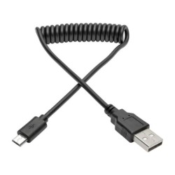 Cable Espiral USB 2.0 Tripp-Lite U050-006-COIL - USB A, Micro-USB B, Macho/Macho, 1.8 m, Negro