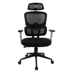 Silla para gamer Vorago CGM-400-BK, asiento acolchado, respaldo de malla, Negro, Negro, Tela, Nylon