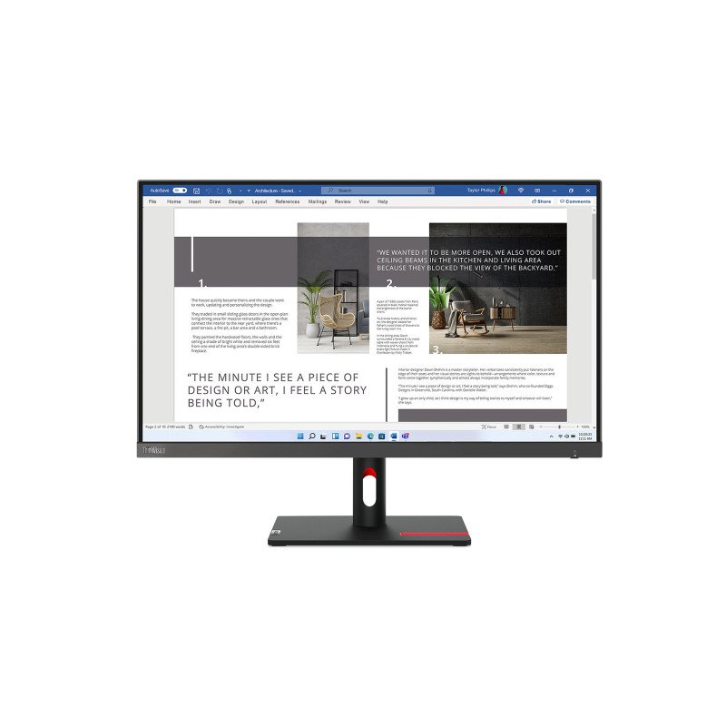 Monitor Lenovo ThinkVision S27i-30, 68.6 cm (27"), 1920 x 1080 Pixeles, Full HD, LED, 6 ms, Negro, Gris