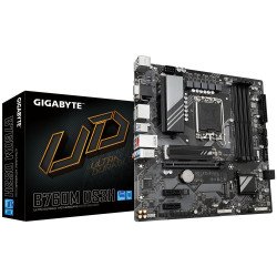 Tarjeta madre Gigabyte B760M DS3H, Intel, LGA 1700, Celeron, Core i3, Core i5, Core i7, Core i9, DDR5-SDRAM, 192 GB. Gama media