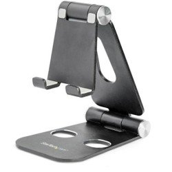 Soporte de escritorio para celular y Tablet - multi ángulo - plegable - portátil - en aluminio y de color negro (usptlstndb) - s