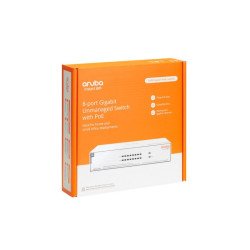 Switch HPe Aruba r8r46a instant on 1430 con 8 puertos Poe clase 4 RJ45 10/100/1000 Mbps no administrable