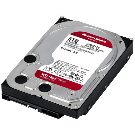 Disco duro interno WD red plus 6 TB 3.5 escritorio SATA3 6gb/s 256mb 5400rpm 24x7 hotplug NAS 1-8 bahías