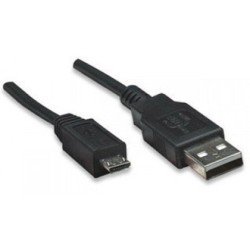 Cable USB 2.0 tipo a - micro USB, 1.8 mts negro para dispositivos móviles
