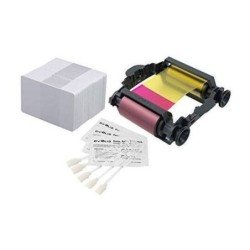 kit de consumibles para BADGY VBDG205EU (1 cinta para 100 impresiones a color, 100 tarjetas de PVC blancas de 30 milésimas)