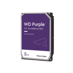 Disco duro interno WD Purple 3.5 8TB SATA3 6GB/s 128mb 5640rpm 24x7 para DVR y NVR de 1-16 bahías y 1-64 cámaras