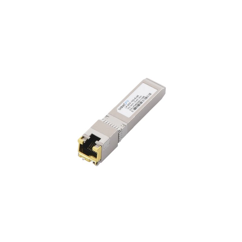 Transceptor SFP+ a RJ45, 10 Gbps, Conector RJ45, Distancia de hasta 30 m.