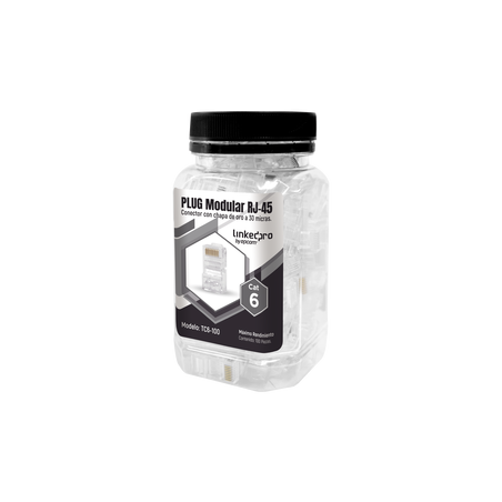 Bote con 100 Piezas de Plug Modular RJ45 Cat6 sin blindaje, chapado de oro a 30 micras para durabilidad extrema