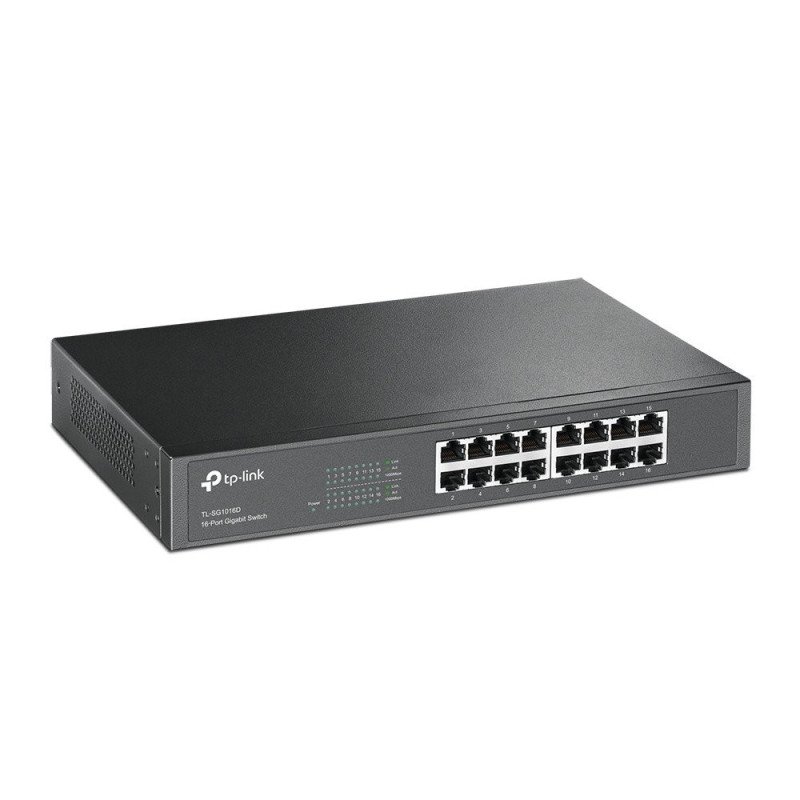 Switch TP-Link 16 puertos RJ45 10/100/1000 Mbps no administrable para escritorio o rack de 13 pulgadas