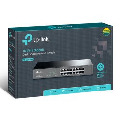 Switch TP-Link 16 puertos RJ45 10/100/1000 Mbps no administrable para escritorio o rack de 13 pulgadas
