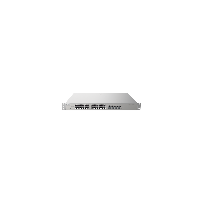 Switch Administrable Capa 3 con 24 puertos Gigabit PoE 802.3af/at + 4 SFP+ para fibra 10Gb, gestión gratuita desde la nube, 370w
