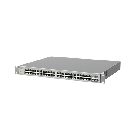 Switch Administrable Capa 3 con 48 puertos Gigabit PoE 802.3af/at + 4 SFP+ para fibra 10Gb, gestión gratuita desde la nube, 740W