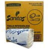 Sanitas, Toalla de manos interdobladas Sanitas, caja con 20 paquetes de 100 hojas.