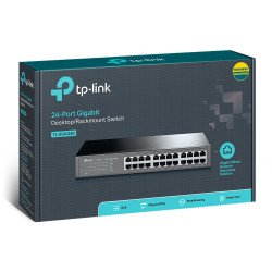 Switch TP-Link 24 puertos RJ45 10/100/1000 no administrable con auto mdi/mdi para escritorio o rack 13 pulgadas