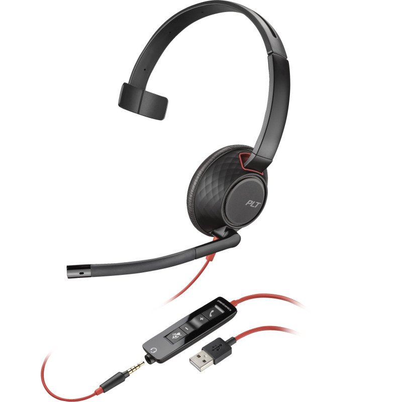 Diadema POLY Blackwire 5210 Monaural USB-A Headset, Wired, Calls/Music, Headset, Black