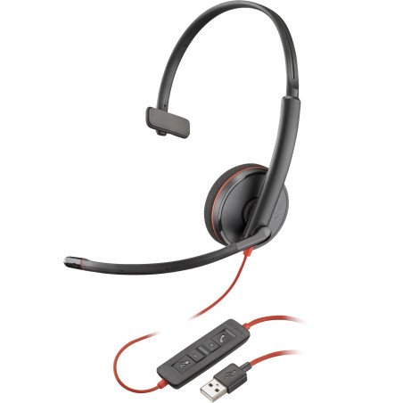 Diadema POLY Auriculares Blackwire 3210 monaural USB-A (paquete), Alámbrico, Oficina/Centro de llamadas, 87 g, Negro