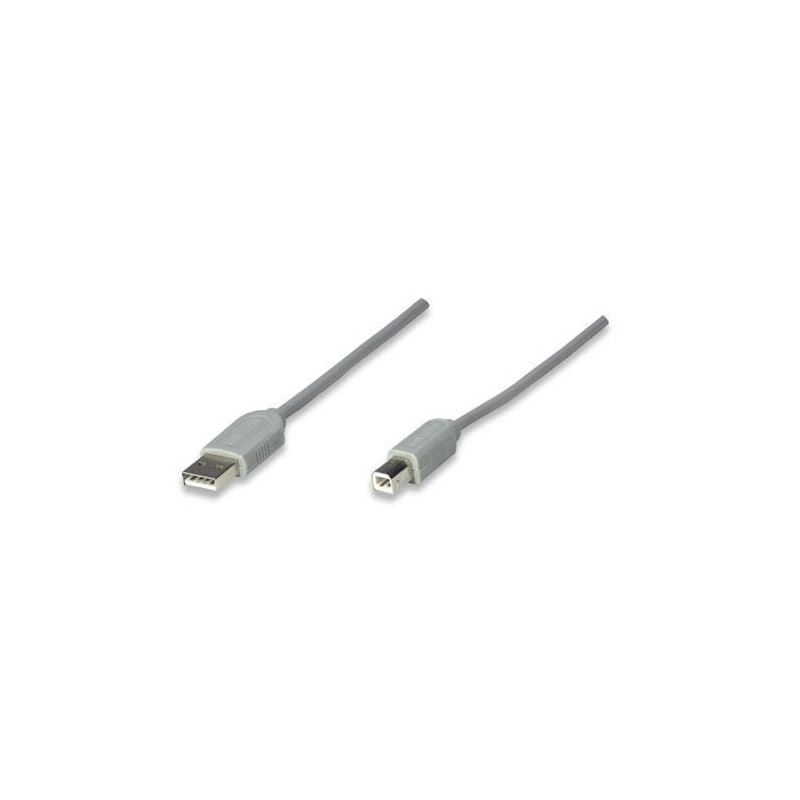 Cable USB 1.1 Manhattan A-B 3 mts gris