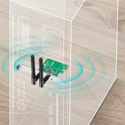 Tarjeta de red PCi express x1 inalámbrica TP-Link Wireless 802.11n/g/b 300mbps 2 anteNAS desmon 2dbi