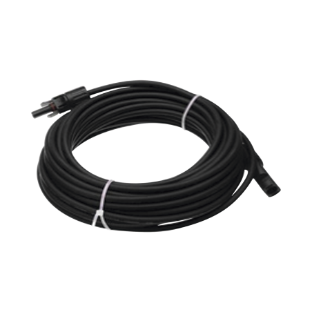 Cable fotovoltaico 50 m, negro, calibre 10 AWG con terminales MC4 en ambos extremos