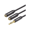 Cable Adaptador, Divisor de Audio de 3.5mm Macho a 2 Terminales de 3.5