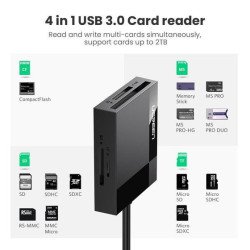 Lector de Tarjetas USB-3.0 Lector SD Compact Flash Card Reader Múltiple 4 en 1 Velocidad hasta 5 Gbps para Tarjetas de Memoria