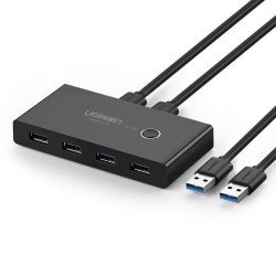 HUB para Compartir 4 Puertos USB 3.0 a 2 PC ’s, Cambio Mediante Botón