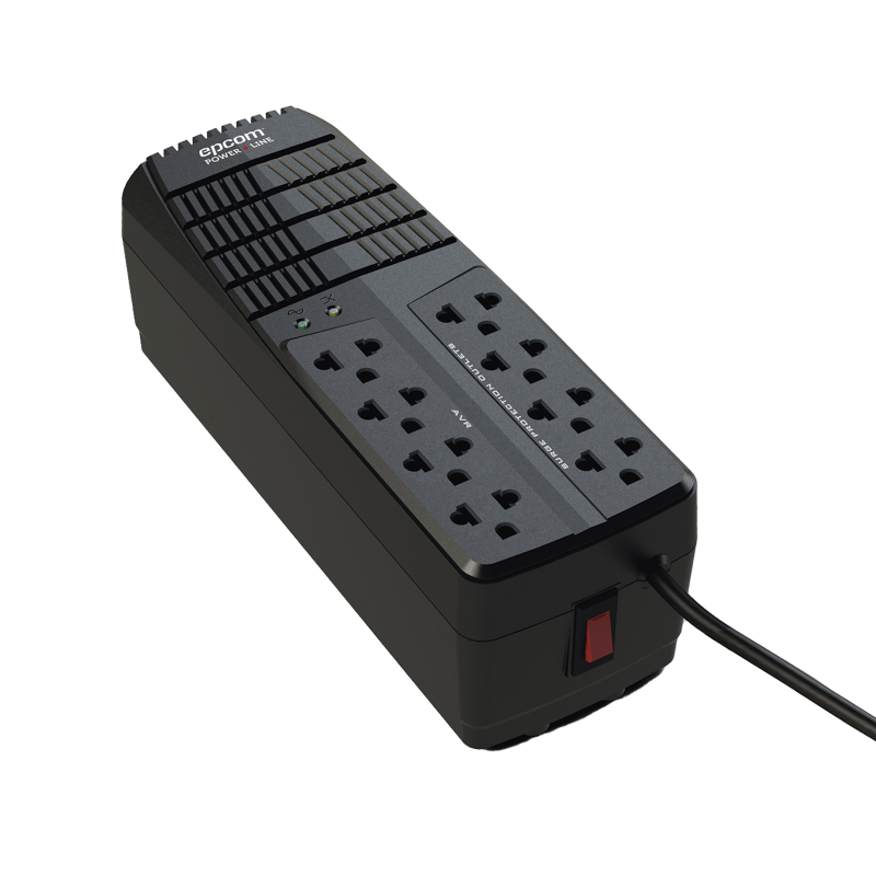 Regulador de Voltaje 1000 VA-500 W, 4 Contactos con AVR, 4 Contactos c
