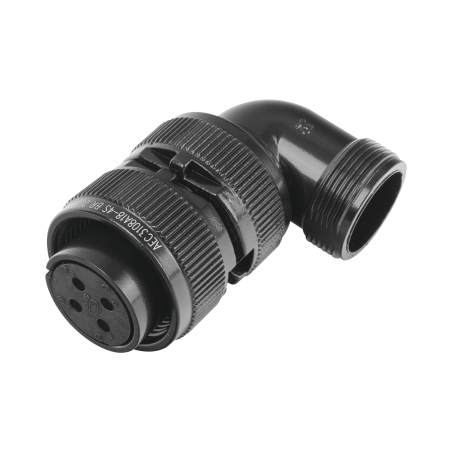Conector plug en ángulo recto de 4 contactos hembra soldables para radio de locomotora.