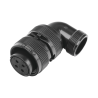 Conector plug en ángulo recto de 4 contactos hembra soldables para radio de locomotora.