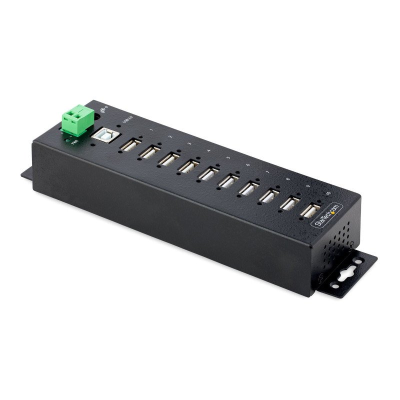 Hub Concentrador USB 2.0 de 10 Puertos - Hub USB Resistente - Protección ESD Nivel 4 - Escritorio, Pared, DIN - 10 Total USB Por