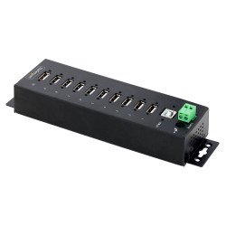Hub Concentrador USB 2.0 de 10 Puertos - Hub USB Resistente - Protección ESD Nivel 4 - Escritorio, Pared, DIN - 10 Total USB Por
