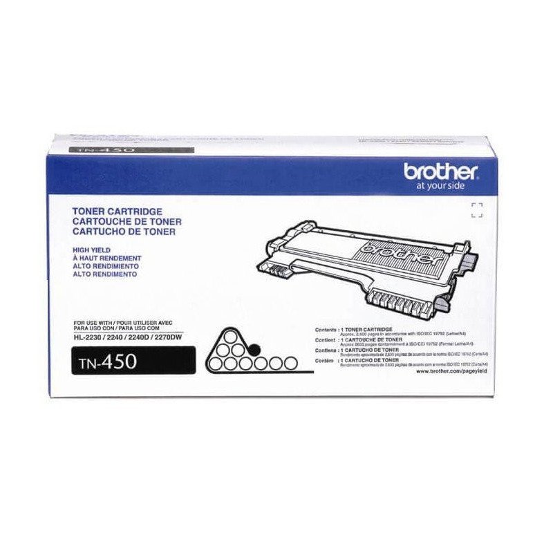 Tóner Brother negro TN450 alto rendimiento 2600 pág. Aprox. Para HL2240D, HL2270W
