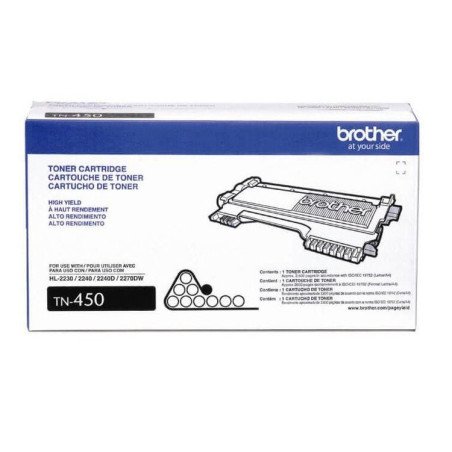 Tóner Brother negro TN450 alto rendimiento 2600 pág. Aprox. Para HL2240D, HL2270W