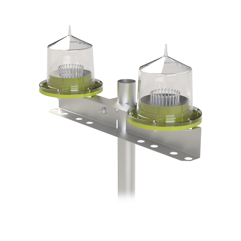 Lámpara doble de obstrucción tipo l-810, autónoma (sistema solar incluido), luz fija o intermitente.