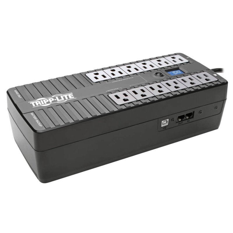 Ups standby de 850va 425w - 12 tomacorrientes tripp lite nema 5-15r, 120v, 50hz, 60hz, USB, lcd, energy star, instalación en par