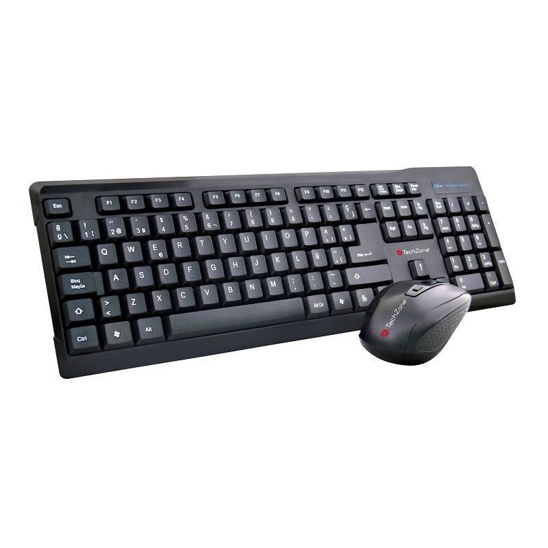 Teclado, mouse, inalámbricos TechZone estándar, USB