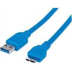 Cable USB 3.0 Manhattan macho A/micro B macho, 2 m, azul