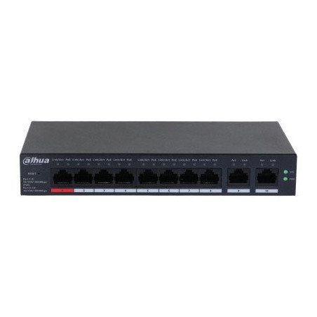 Switch Poe de 10 Puertos Gigabit, 8 Puertos PoE, 2 Puertos Uplink 10, 100, 1000, 110 Watts Totales, Switching 20 Gbps, Tasa de R