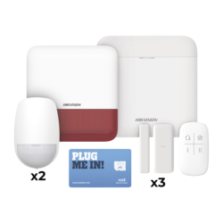 KIT de Alarma AX PRO con GSM (3G/4G), Incluye: 1 Hub, 2 Sensores PIR, 3 Contactos Magnéticos mini, 1 Control Remoto, 1