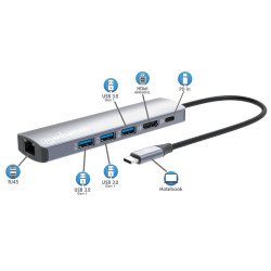 153959 Docking USB-C con Hub, 6 en 1