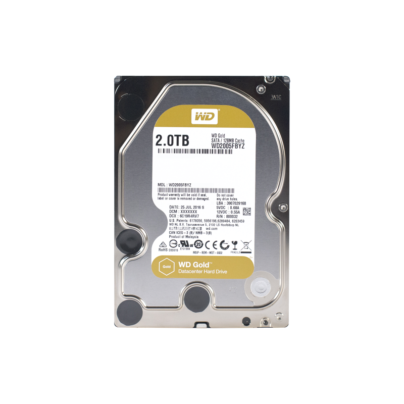 Disco duro interno WD Gold 3.5 2TB SATA3 6GB/s 128MB 7200rpm 24x7 hotplug para nas/NVR/server/datacenter