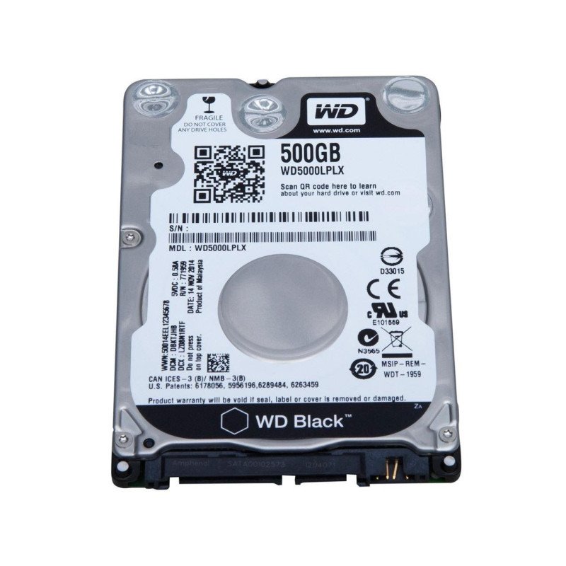 Disco duro interno WD black 2.5 500GB SATA3 6GB/s 32MB 7200rpm 7mm para notebook-ultrabook/gamer/alto rendimiento