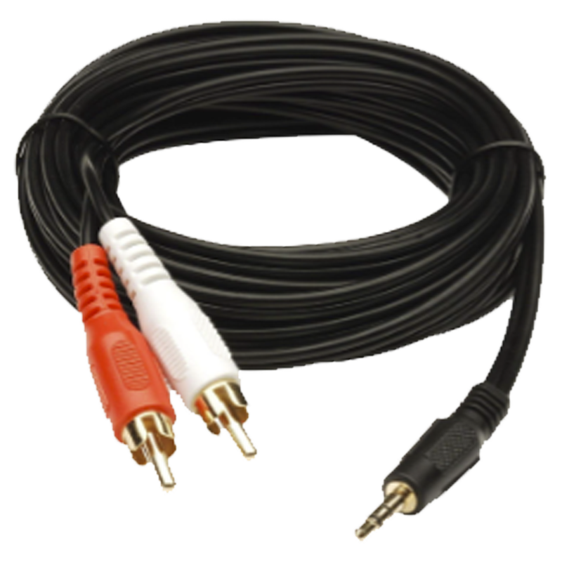 Convertidor 3.5mm estéreo a 2 RCA macho 1.83m, para aplicaciones de audio, compatible con amplificadores vssl y Epcom proaudio