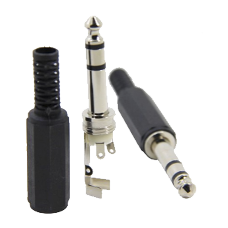 Conector macho de 6,3 mm con funda de plástico (estéreo)