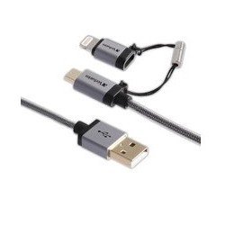 Cable Verbatim 2 en 1 micro USB & lightning tensado negro 99217
