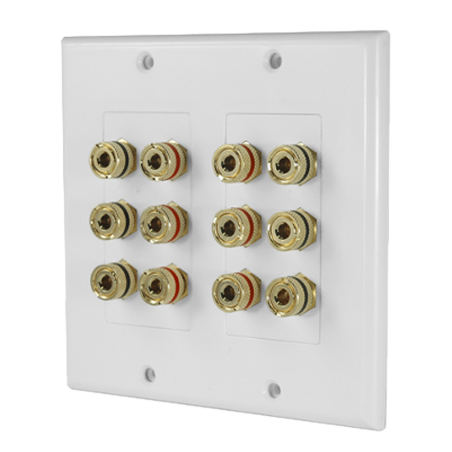 Placa de pared, postes de unión tipo banana, conexión para 6 altavoces, fácil instalación, conectores chapados en oro